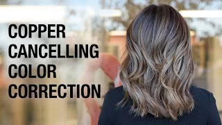 How to Cancel Copper in Hair Color Corrections  Highlighted Hair Color Transformation  Kenra Color [upl. by Anaile]