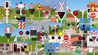 【踏切アニメ】世界のふみきりがいろんな場所でカンカン2😂😂😂Railroad crossings of the world on various places [upl. by June]