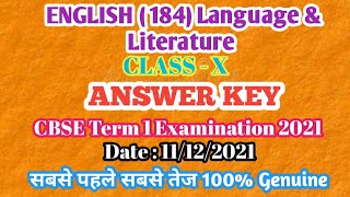 Class 10 English 00214 Answer Key CBSE Term 1 ExamEnglish 10th Class Question Paper Answer Key [upl. by Ayanaj]