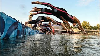 Marathon swimming event takes place in Paris Seine River despite initial concerns [upl. by Ynohta818]