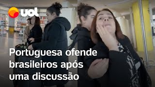 Brasileira sofre xenofobia de portuguesa após discussão em aeroporto de Portugal veja vídeo [upl. by Ettelloc]