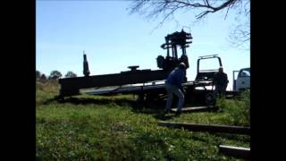 Sliding a 12000 lb Lathe off a Tilt Bed Trailer [upl. by Burley]