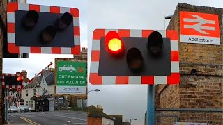 Crossing Activates Whilst Walking Across at Addlestone Level Crossing Surrey [upl. by Atikihs]