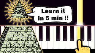 Illuminati Theme MEME Song  EASY Piano tutorial [upl. by Yukio195]