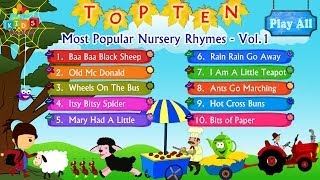 Top 10  Ten Most Popular Nursery Rhymes Collection Vol 1 with Lyrics  Kids Videos For Kids [upl. by Shewchuk]