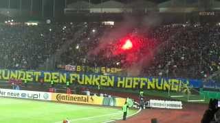 1 FC Saarbrücken  Borussia Dortmund  DFB Pokal Pyro Show  entrée des joueurs le 3122013 [upl. by Brandise]