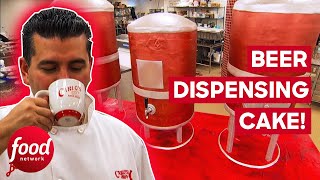 Buddy Is Challenged To Make A Beer Dispensing Cake  Cake Boss [upl. by Letha]