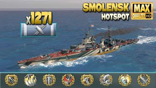 Cruiser Smolensk with insane 1271 hits amp good teamwork  World of Warships [upl. by Afatsuom566]