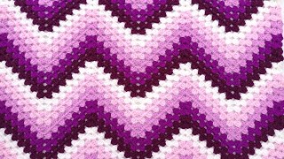 Como tejer la muestra de colores N° 68 a crochet en punto zig zag para colchas y mantas paso a paso [upl. by Klecka]