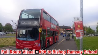 Full Route Visual  London Bus Route 696  Hayes Brne Ave to Bishop Ramsey Sch  ADE40436 YX62BXF [upl. by Lucky236]