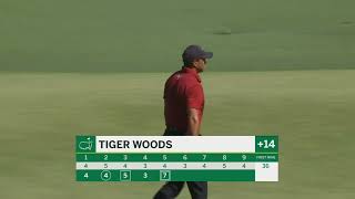 Tiger Woods records a TRIPLEBOGEY on a disastrous fifth hole  2024 Masters [upl. by Ynnaffit]