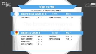 Sonning CC Sunday 1s v Paddington CC Sunday 1st XI [upl. by Juxon203]