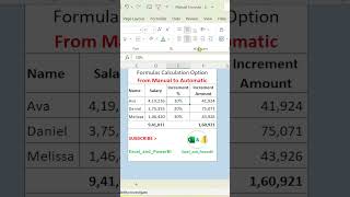 Formulas Calculation Option in Excel  Manual amp Automatic  ExcelandPowerBI  shorts exceltips [upl. by Nathalia]