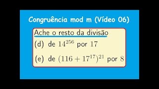 Profmat MA14 Congruência Módulo m Vídeo 06 Exercício Resolvido [upl. by Rettig]