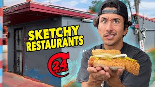 Eating At SKETCHY Restaurants For 24 HoursGross Part 3 [upl. by Salene]