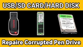 How to Repair Corrupted Pen Drive or Memory Card repaired pen drive by cmd commands [upl. by Teraj599]