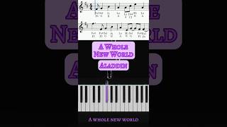 Aladdin  A Whole New World Piano Cover Aladdin Disney AWholeNewWorld PianoShorts Tutorial [upl. by Eniwtna]