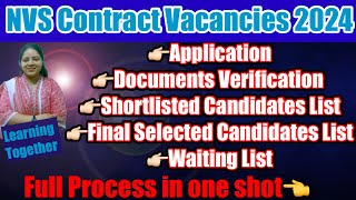 NVS Contractual Vacancies 2024  Full Process for final selection 🔥nvs [upl. by Moon284]