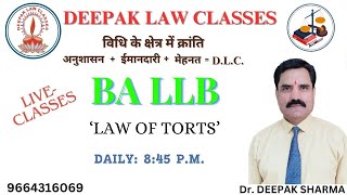 BA LLB quotLAW OF TORTSquot  Best Law Institute in Rajasthan cpc rajasthan law By Deepak Sharma [upl. by Duffy]