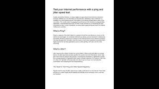 Internet performance depends on the Ping and Jitter Test [upl. by Eibbed]