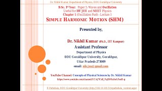 Simple Harmonic Motion SHM  Oscillations  Concepts of Physical Sciences  BSc  IIT JEE  NEET [upl. by Kean]