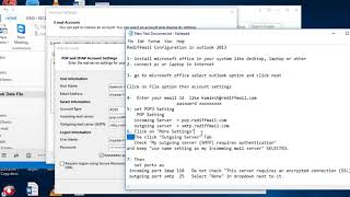 Rediff email Configuration Microsoft Office Outlook [upl. by Whitver]