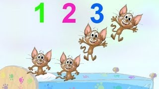 5 LITTLE MONKEYS JUMPING ON THE BED NURSERY RHYME SONG performed by 5 kittens [upl. by Onitram]