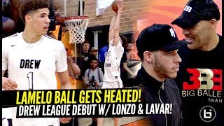 LaMelo Ball HEATS UP amp GOES OFF at The Drew League vs Pros w LONZO amp LaVar WATCHING [upl. by Olney932]