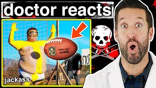 ER Doctor REACTS to Crazy Jackass Injuries 5 [upl. by Issak]