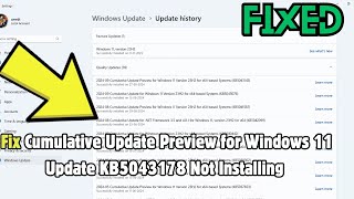 How to Fix Cumulative Update Preview for Windows 11 Update KB5043178 Not Installing On Windows 11 [upl. by Engen537]