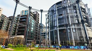 4K Kings Cross  Gasholder Park  Coal Drops Yard  London Walk [upl. by Albertson]