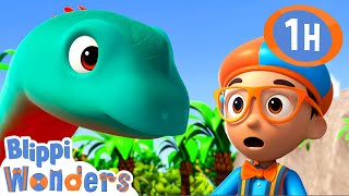 Blippi Discovers the BIGGEST Dinosaur Ever  1 HOUR OF BLIPPI WONDERS [upl. by Hareehahs]