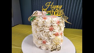 cake decoration with swirl whipping cream rosettes [upl. by Tegan]