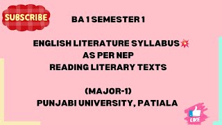 BA1SEM1 English Literature Latest 2024 Syllabus Pup Syllabus Reading Literary texts NEP distance [upl. by Reinar238]