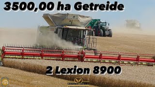 3500ha Getreide mit 2 Claas Lexion 8900  18000L Korntank  1380 Convio Großeinsatz Getreideernte [upl. by Jeanna398]