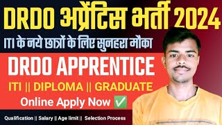 DRDO Apprentice Recruitment 2024  DRDO Apprentice vacancy online apply now 2024 [upl. by Noemad296]