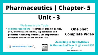 Chapter 5  Topical Preparation complete lecture notes  DPharma 1st year ER20  Pharmaceutics [upl. by Naraj278]