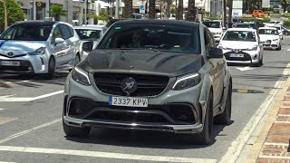 Supercars in Puerto Banus July 2023  2  Hamann GLE 63 S Huracan STO Brabus E800 Aventador S [upl. by Waldo537]