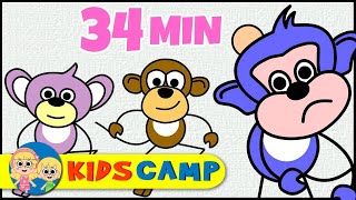 Five Little Monkeys  More Nursery Rhymes And Kids Songs by KidsCamp [upl. by Tugman]