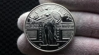 HD  Altered Generic Silver Round Standing Liberty Design  VS  Dime [upl. by Owens713]