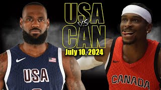 Team USA vs Canada Full Game Highlights  2024 Olympics  July 10 2024 [upl. by Acalia]