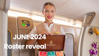 EMIRATES CABIN CREW ROSTER REVEAL JUNE 2024 [upl. by Settera3]