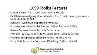 Webinar  1099 Toolkit for Microsoft Business Central [upl. by Colon]