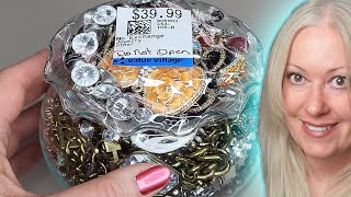 Jewelry Jar Opening With Me from Thrift Shop Vintage Haul of Gold Silver Costume Jewelry [upl. by Kado]