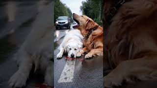 The golden retrievers companion was seriously injured in a car accident and lay dying on the road [upl. by De Witt]