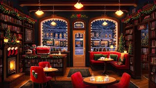 Christmas Coffee Shop Bookstore Ambience with Instrumental Jazz Christmas Music amp Fireplace [upl. by Eahs910]