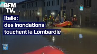 En Italie de fortes précipitations provoquent des inondations particulièrement en Lombardie [upl. by Zelazny90]