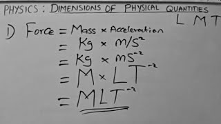 PHYSICS DIMENSIONS OF PHYSICAL QUANTITIES SS CLASSES [upl. by Lacie]