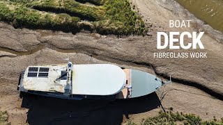 Big Deck Work On An Off Grid Boat  Fibreglass Work Ep 193 woodenboatbuilding [upl. by Navannod]