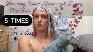 Bleaching amp Colour Removing my Hair 5 TIMES in 1 day [upl. by Asetal]